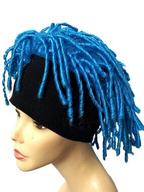 Blue Short Dredlock Wig Hat  Unisex Y2K NWOT